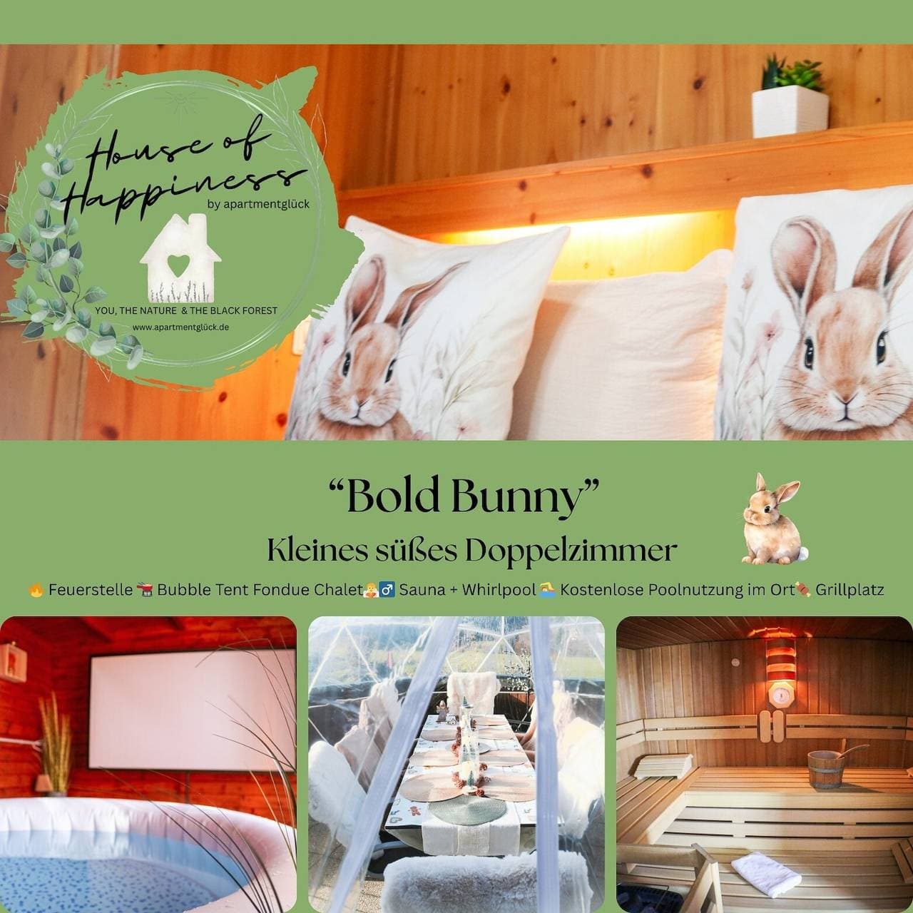 Foto 2 von 37: Bold Bunny – Kleines Doppelzimmer für 2 Gäste und Terrasse im Grünen