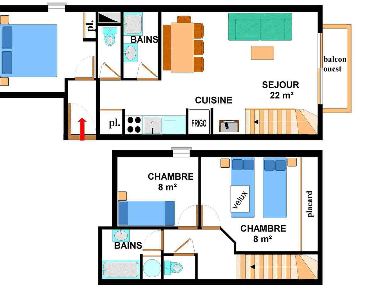 Foto 6 von 18: Duplex mit 3 Schlafzimmern für 8 Personen in Aussois