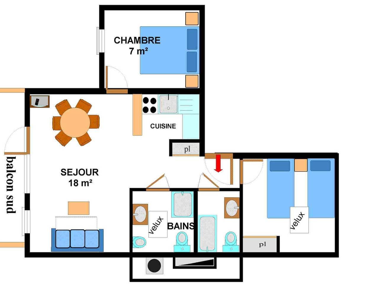 Foto 6 von 16: Geräumige Wohnung für 6, Bergblick, 2 Schlafzimmer, Wifi