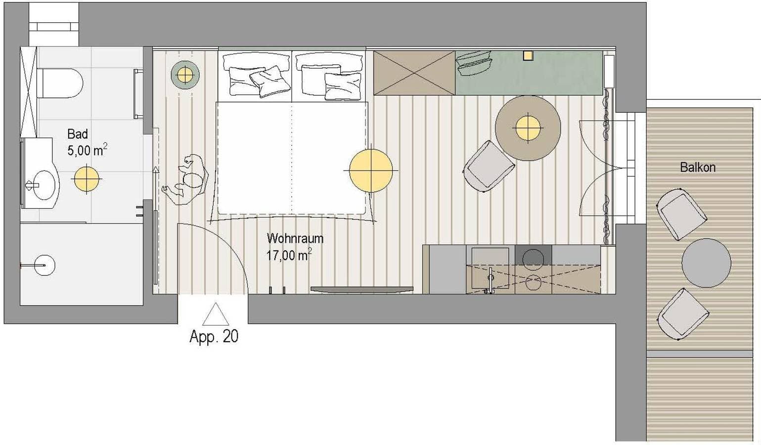 Foto 4 von 11: F1-Appartement 20 1-3 Nächte