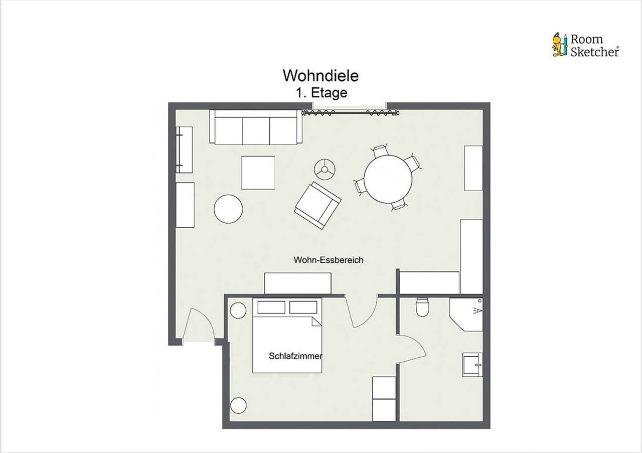Foto 8 von 8: Ferienwohnung "Wohndiele 2" - im Dachgeschoss ca.50 m² Wohnfläche für 2 Personen