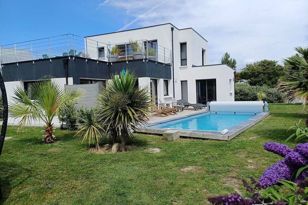 Neuheit 4 * Ferienhaus zwischen La Torche und Pors Carn mit Pool. 1