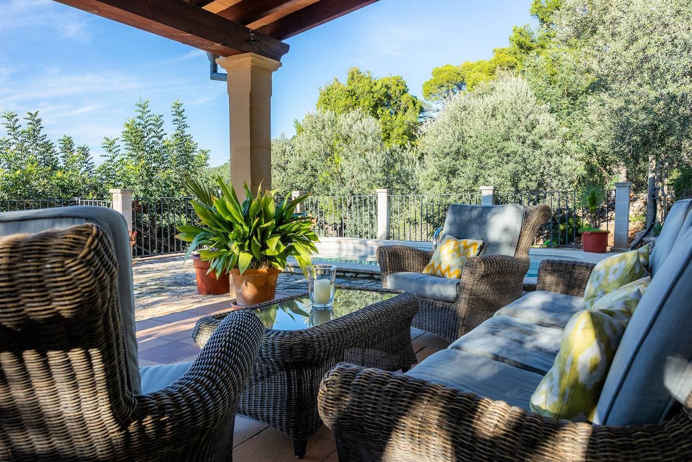 Foto 10 von 33: Traumhafte Finca Rural Es Pujol mit Meerblick, Pool, Terrasse, Klimaanlage und WLAN