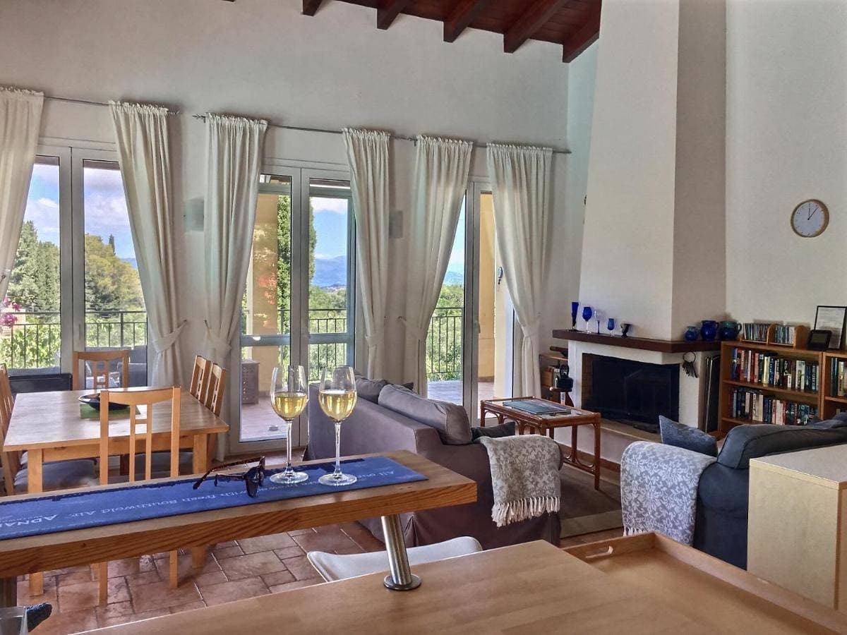 Gastouri Villa Pascalia with heated pool in October and views 1