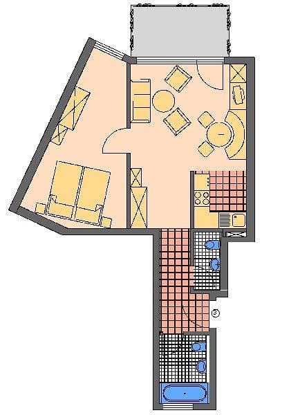 Foto 9 von 9: Aparthotel Sonnenburg - Ferienwohnung Typ B, 55qm, max. 2 Personen