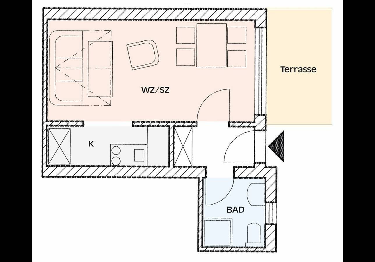 Foto 13 von 13: Kleines, niedliches Apartment mit Terrasse im Ergeschoss für 2 Pers.