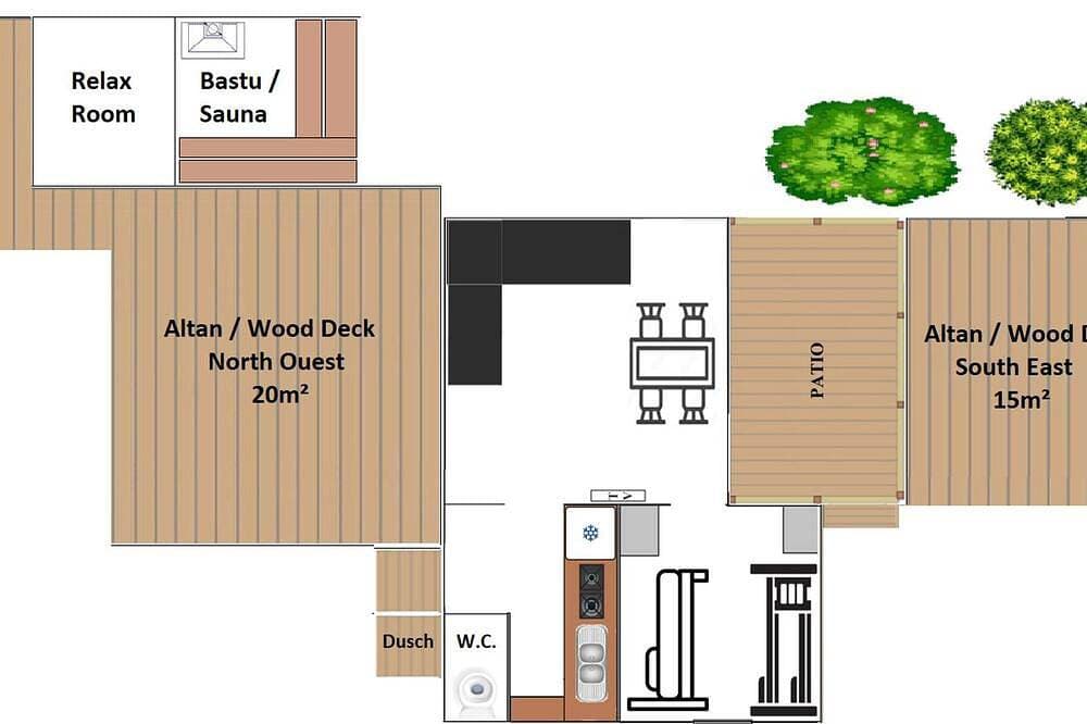 Foto 11 von 19: Ferienhaus, Private Sauna für 8 Personen and Garten