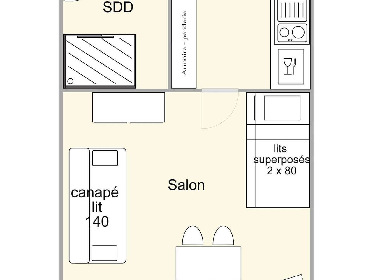 Foto 3 von 11: Studio in Les Saisies, 4 Personen, Pistennähe