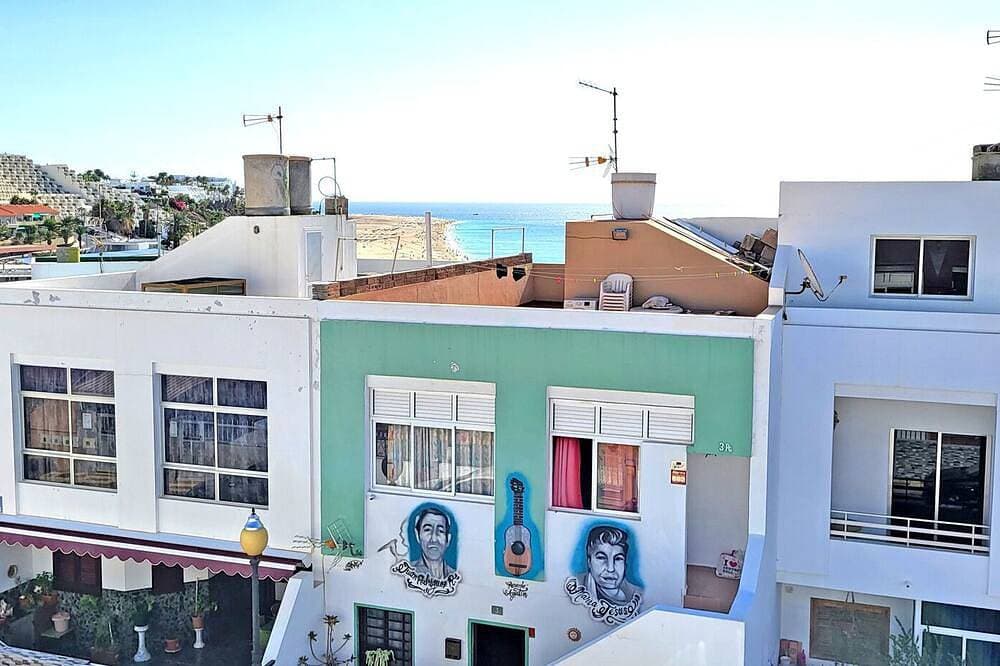 Foto 11 von 30: Ferienwohnung Casa Dom 1 in Morro Jable, Dachterrasse, Meerblick, 2 Schlafzimmer