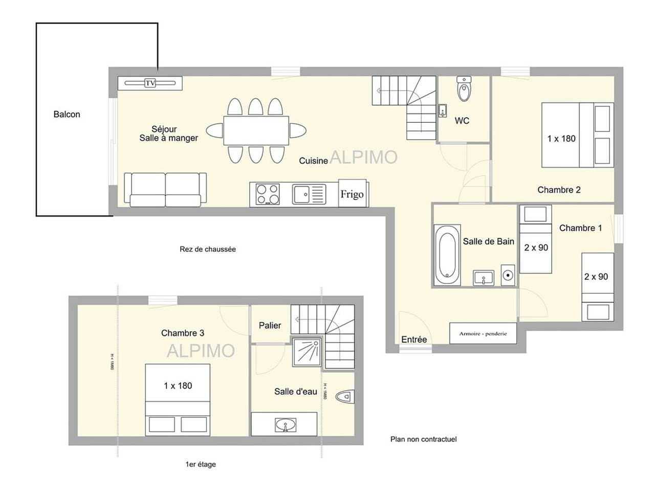 Foto 3 von 17: Duplex 4 Zimmer mit Hallenbad, Parkplatz, 8 Pers, nahe Les Saisies