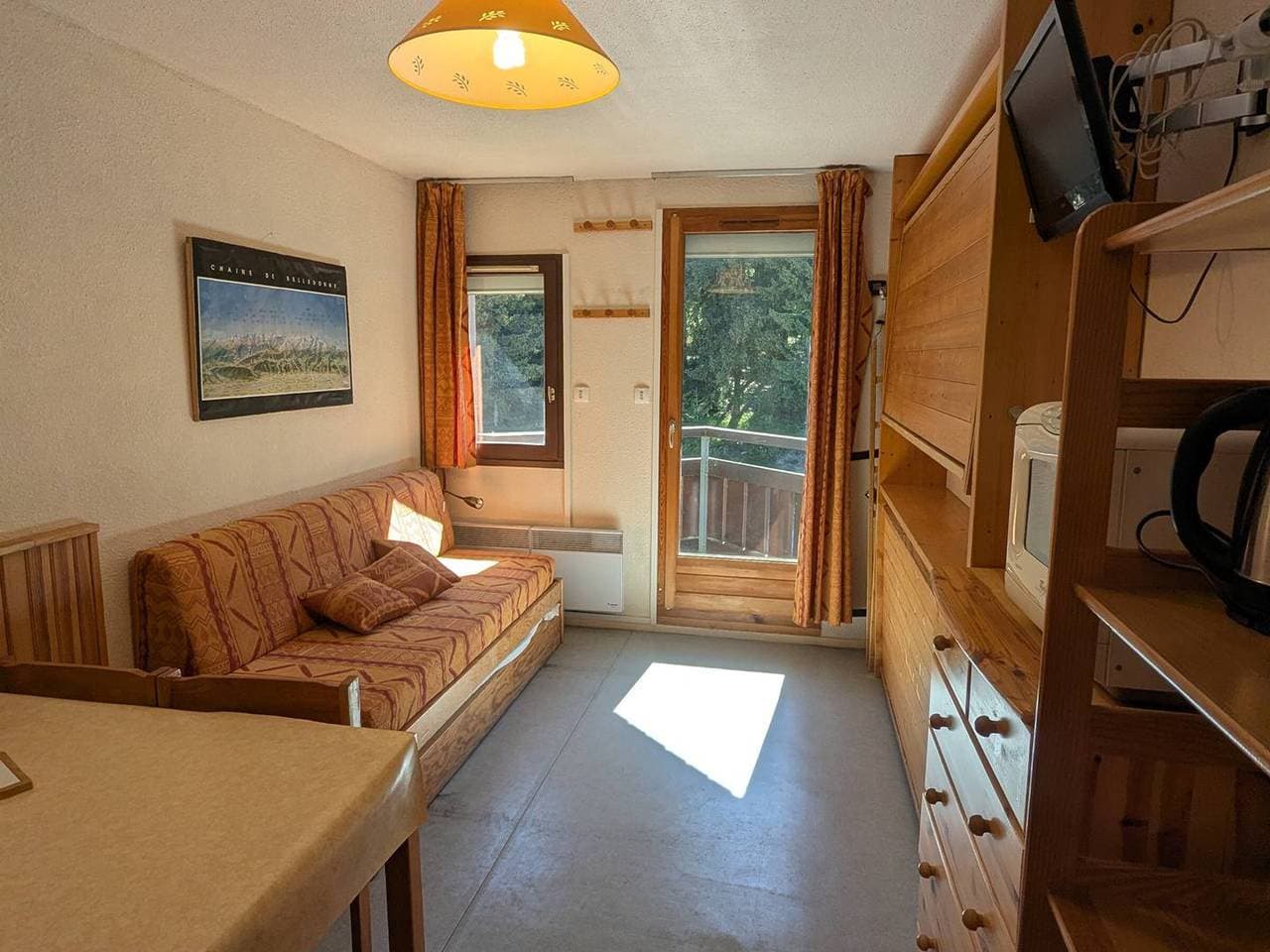Studio für 3 Pers, direkt an der Piste, Balkon 1