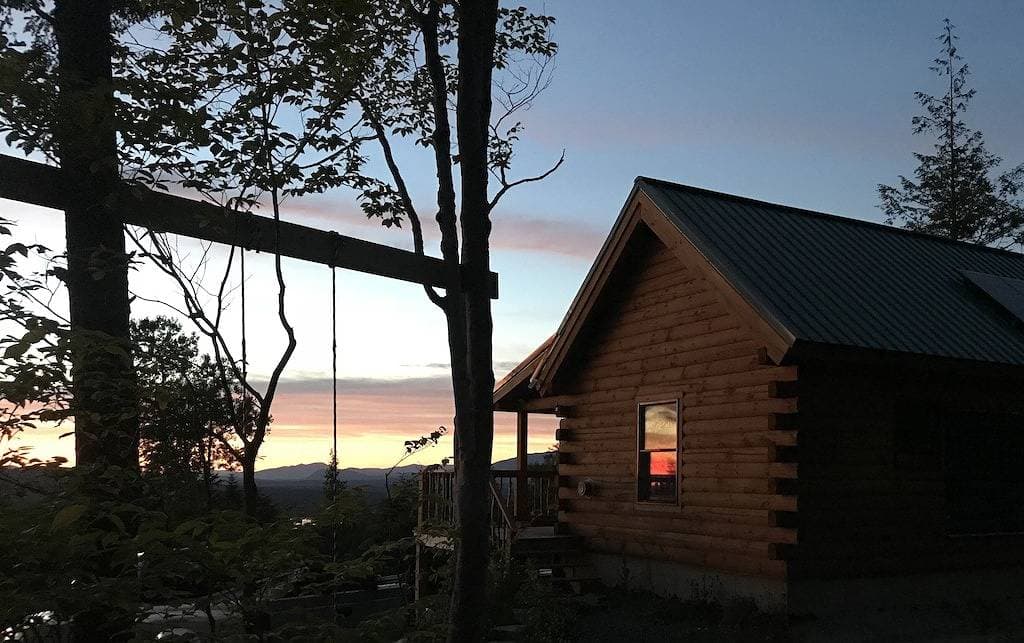 Blockhaus mit Panoramablick auf Cherry Pond und White Mountains 1