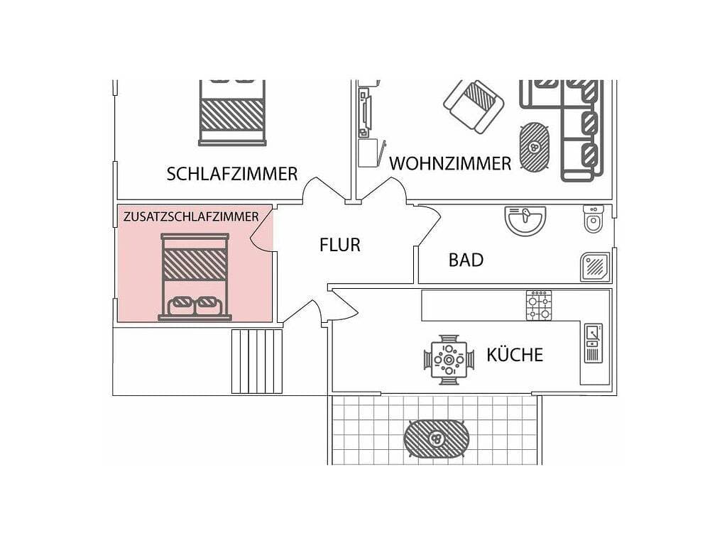 Foto 8 von 28: Ferienwohnung mit 2 Schlafzimmer