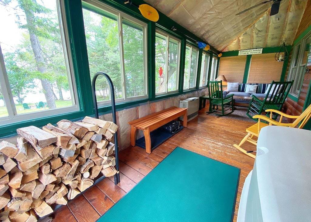 Niboban Cabin 5 right on Rangeley Lake with a screened porch, fire pit, hammock, WiFi and dock! 1