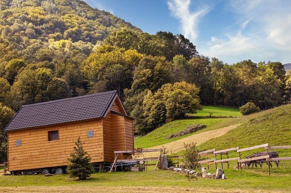 Foto 5 von 23: Kabine-Hütte-Ensuite mit Dusche-Bergblick