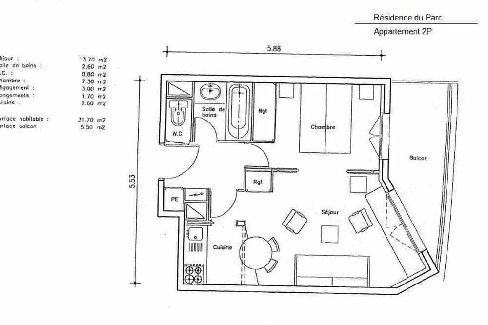 Foto 12 von 13: 2 Zimmer in Paris La Défense möbliert, in einem 4-Sterne-Residenz