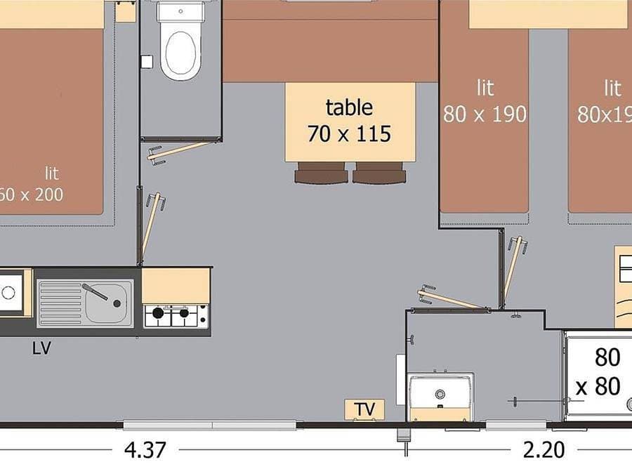 Foto 13 von 102: Camping Les Alizés - Mobilheim 4 personen - Komfort 22m²