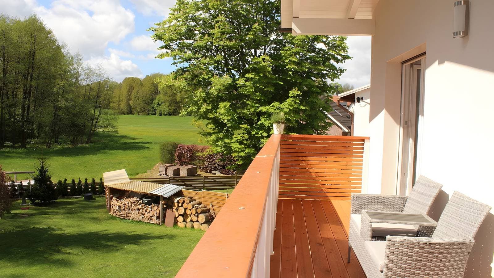 Foto 3 von 25: Ferienhaus am Mühlteich, Balkon & Terrasse