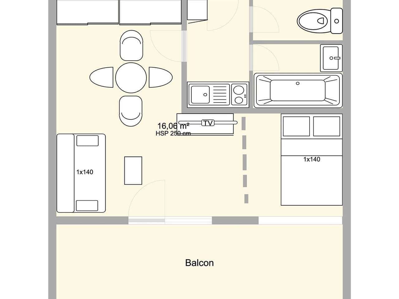 Foto 2 von 15: Studio Les Saisies 4 Personen mit Balkon
