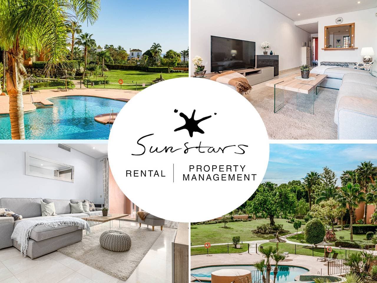 Estepona: Luxus-Apartment für 6 Personen mit Pool, Garten und Garage 1
